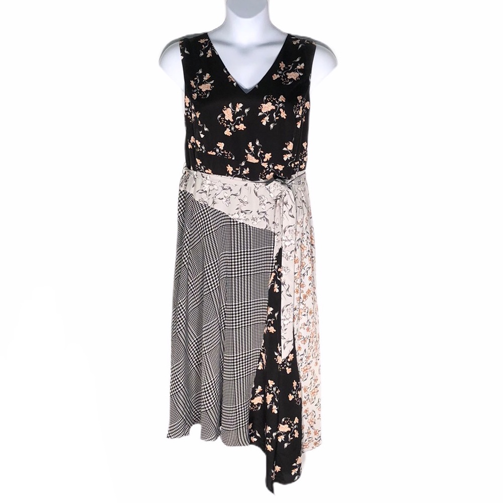 CALVIN KLEIN Piece-Printed Asymmetric Midi Dress